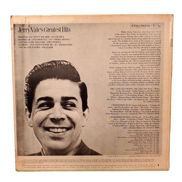 2 Columbia Vinyl Record Lot Robert Goulet Jerry Vale Greatest Hits 12" 33 rpm - Picture 7 of 10